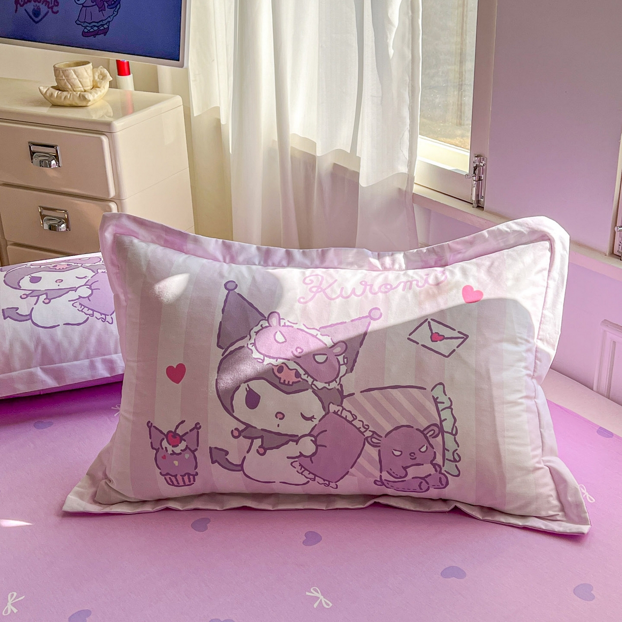 91家纺网 家纺一手货源 找家纺 浩诚 2026新款专版三丽鸥hellokitty库洛米正版授权大版全棉纯棉四件套 甜心库洛米
