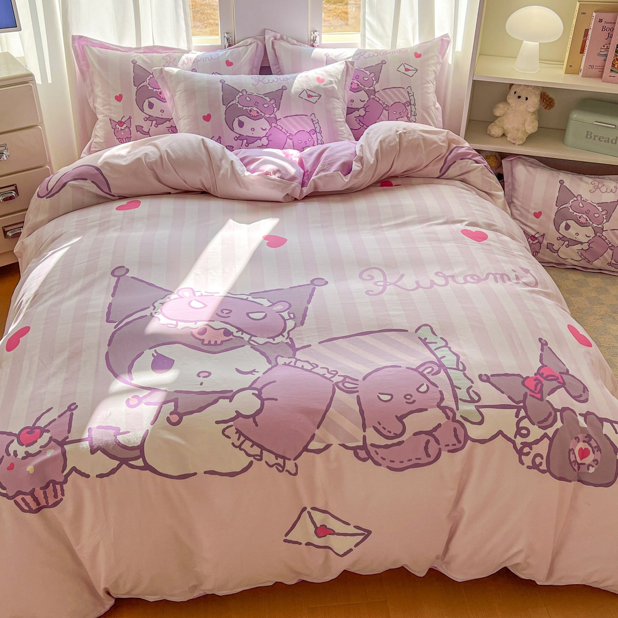 91家纺网 家纺一手货源 找家纺 浩诚 2026新款专版三丽鸥hellokitty库洛米正版授权大版全棉纯棉四件套 甜心库洛米