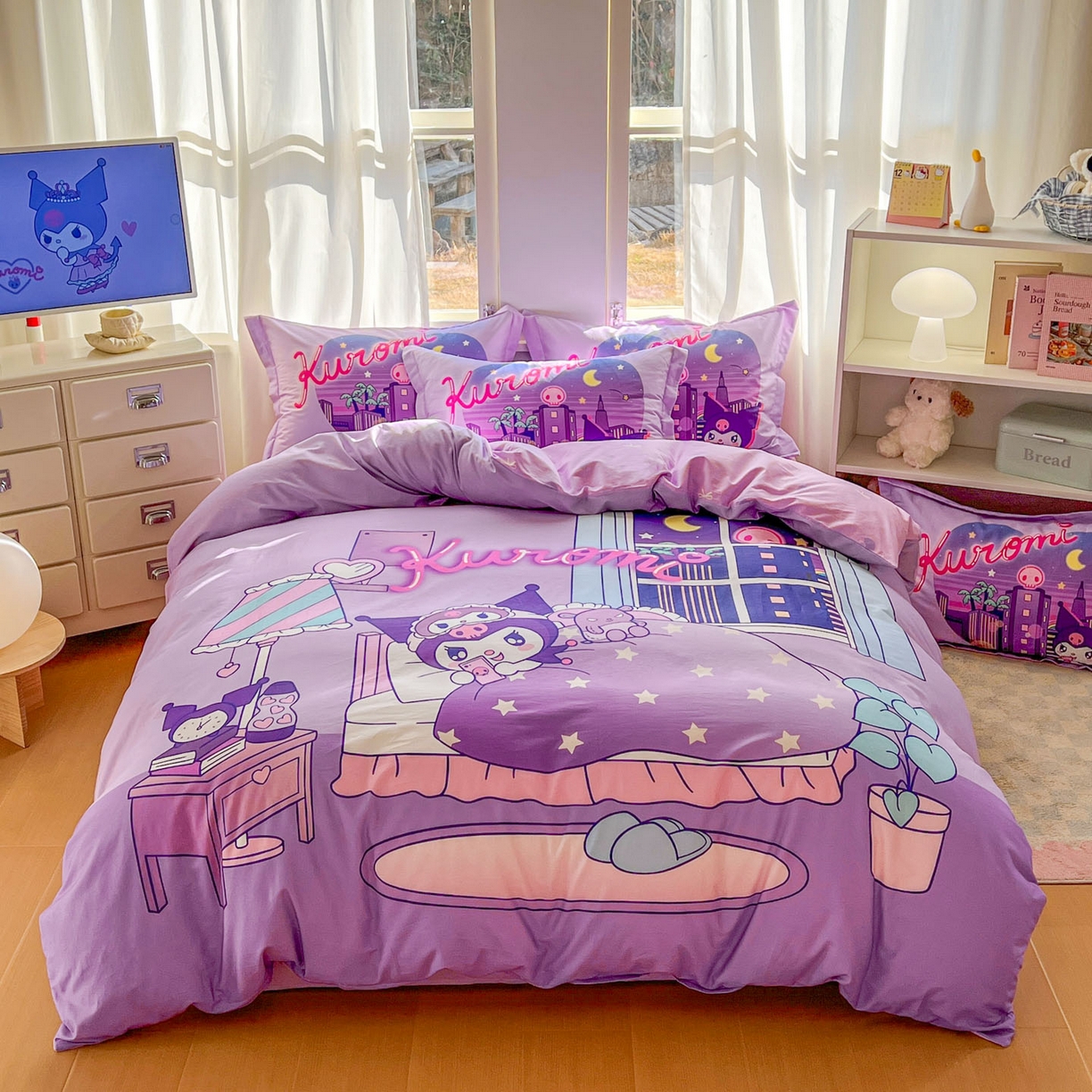 浩诚 2026新款专版三丽鸥hellokitty库洛米正版授权大版全棉纯棉四件套 晚安库洛米