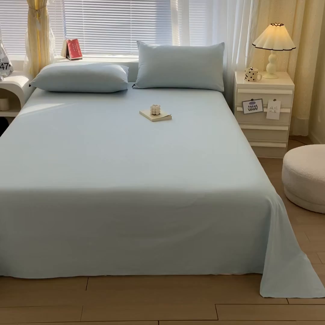 91家纺网 家纺一手货源 找家纺 涵宸家纺 2026新款全棉纯色单床单-米兰 床单-晨雾兰