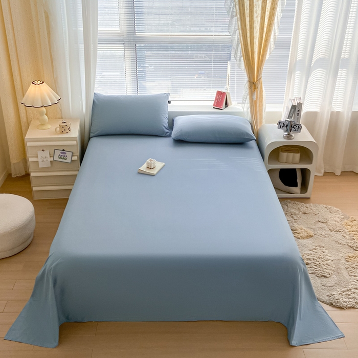 91家纺网 家纺一手货源 找家纺 涵宸家纺 2026新款全棉纯色单床单-米兰 床单-湖兰