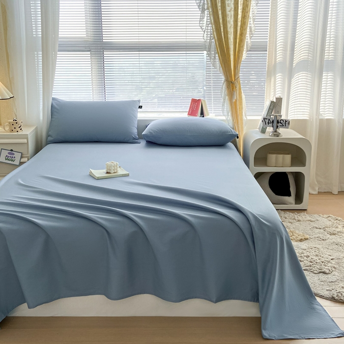 91家纺网 家纺一手货源 找家纺 涵宸家纺 2026新款全棉纯色单床单-米兰 床单-湖兰