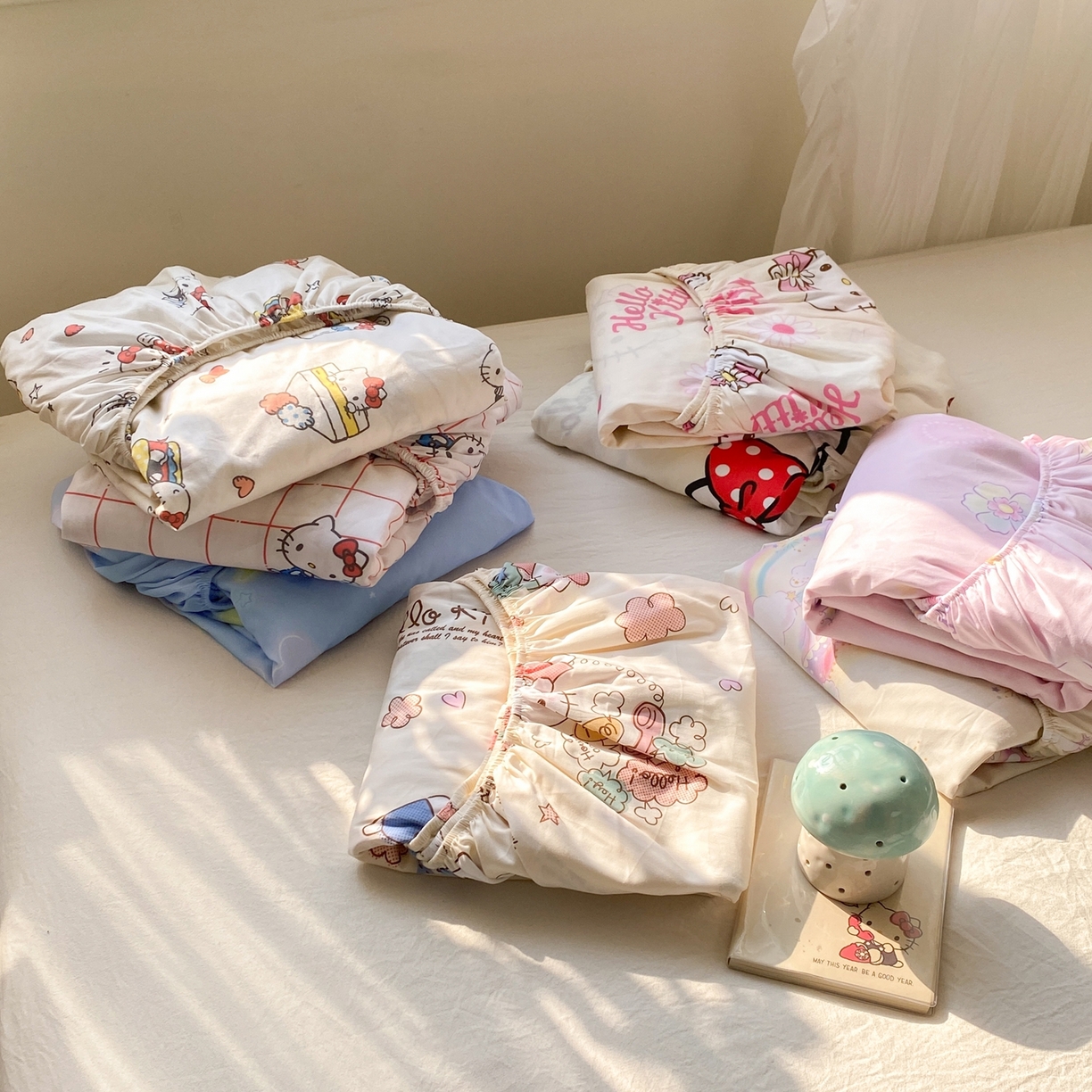 91家纺网 家纺一手货源 找家纺 博雅 2026新款三丽鸥全棉小版印花床笠 组合