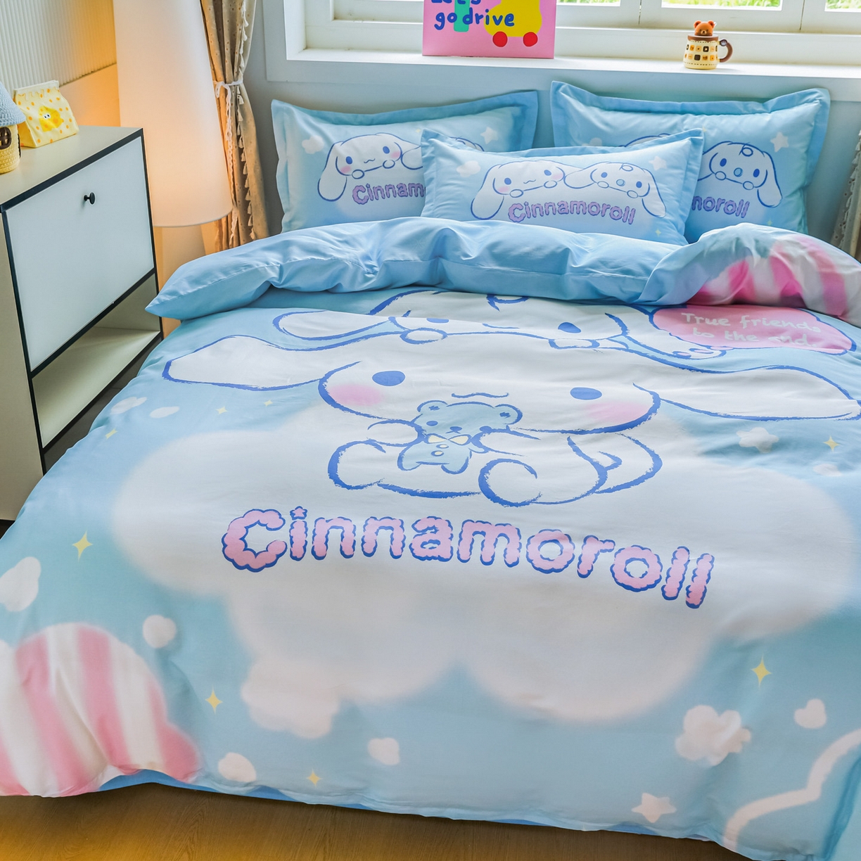 91家纺网 家纺一手货源 找家纺 浩诚 2026新款专版三丽鸥hellokitty库洛米正版授权大版全棉纯棉四件套 云朵天使