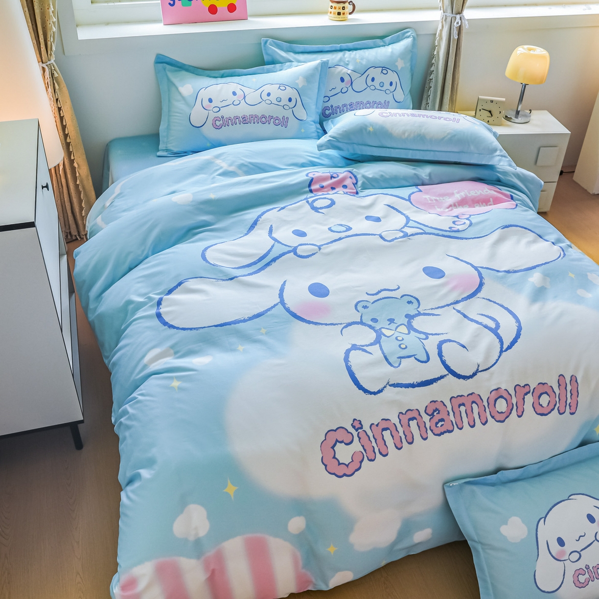 91家纺网 家纺一手货源 找家纺 浩诚 2026新款专版三丽鸥hellokitty库洛米正版授权大版全棉纯棉四件套 云朵天使