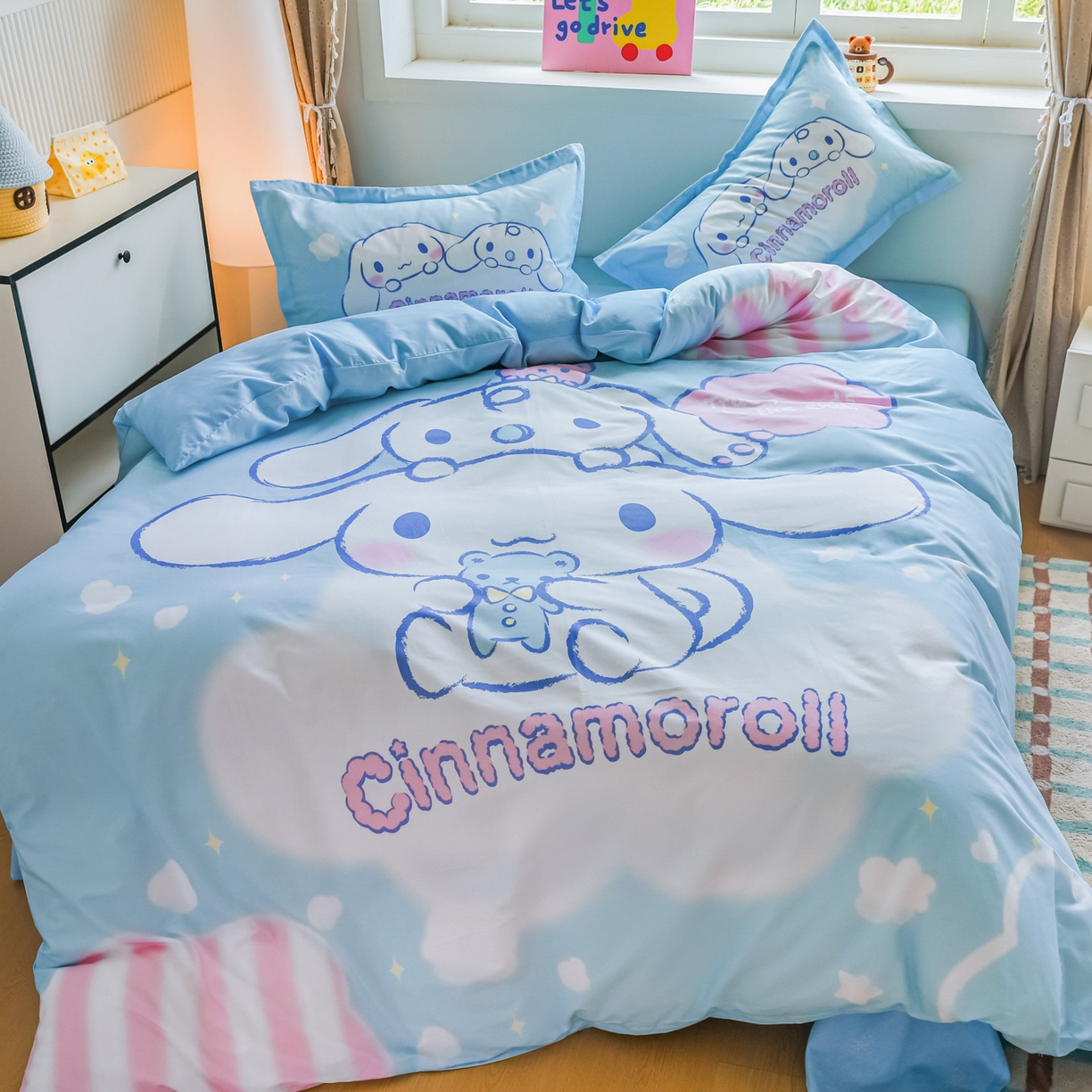 91家纺网 家纺一手货源 找家纺 浩诚 2026新款专版三丽鸥hellokitty库洛米正版授权大版全棉纯棉四件套 云朵天使