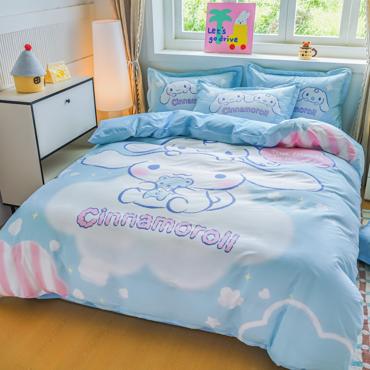 91家纺网 家纺一手货源 找家纺 浩诚 2026新款专版三丽鸥hellokitty库洛米正版授权大版全棉纯棉四件套 云朵天使