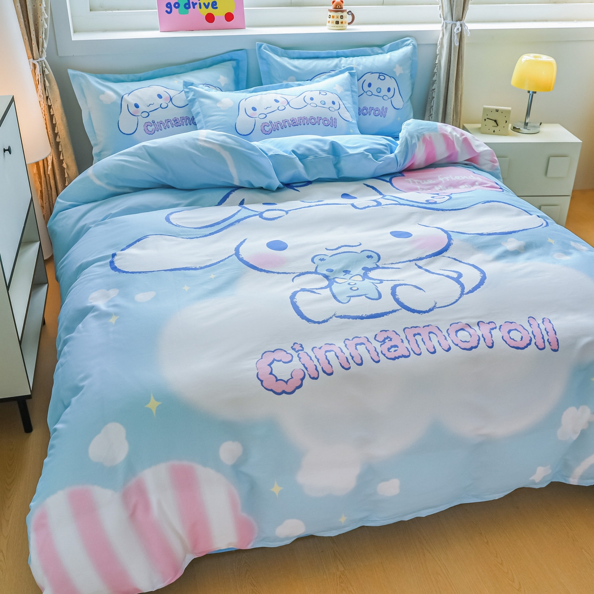 91家纺网 家纺一手货源 找家纺 浩诚 2026新款专版三丽鸥hellokitty库洛米正版授权大版全棉纯棉四件套 云朵天使