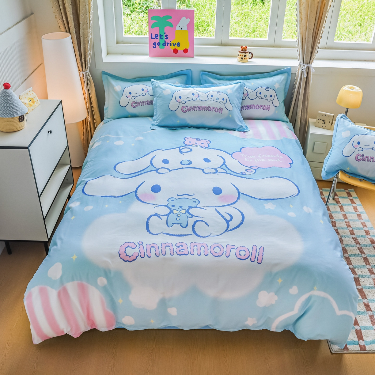 91家纺网 家纺一手货源 找家纺 浩诚 2026新款专版三丽鸥hellokitty库洛米正版授权大版全棉纯棉四件套 云朵天使