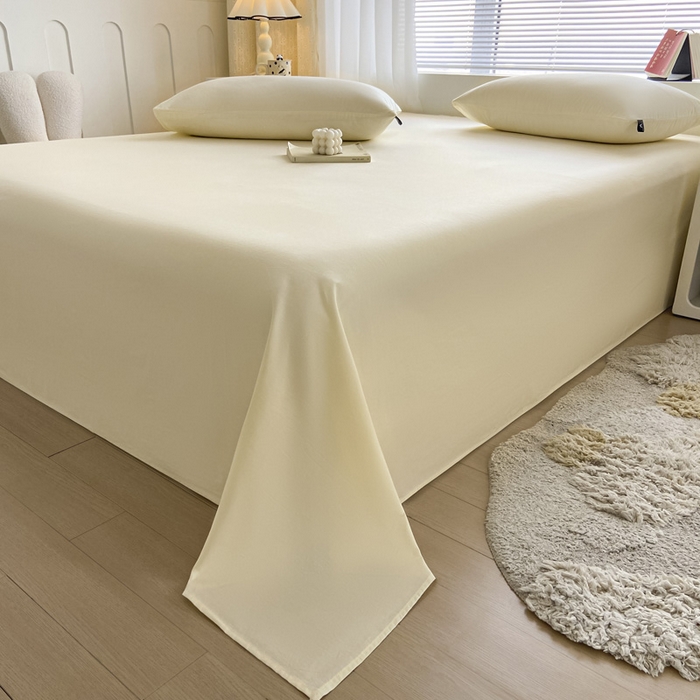 91家纺网 家纺一手货源 找家纺 涵宸家纺 2026新款全棉纯色单床单-米兰 床单-奶白