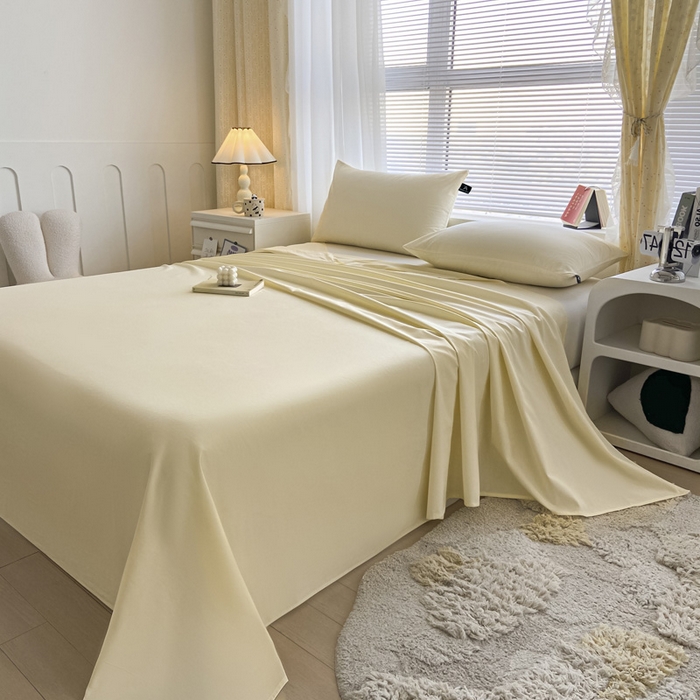 91家纺网 家纺一手货源 找家纺 涵宸家纺 2026新款全棉纯色单床单-米兰 床单-奶白