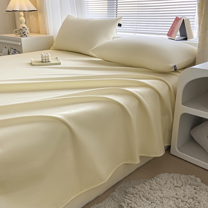 91家纺网 家纺一手货源 找家纺 涵宸家纺 2026新款全棉纯色单床单-米兰 床单-奶白