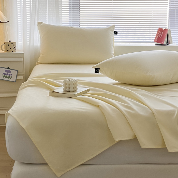 91家纺网 家纺一手货源 找家纺 涵宸家纺 2026新款全棉纯色单床单-米兰 床单-奶白