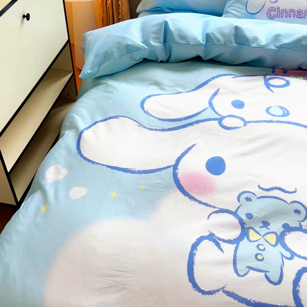 91家纺网 家纺一手货源 找家纺 浩诚 2026新款专版三丽鸥hellokitty库洛米正版授权大版全棉纯棉四件套 云朵天使