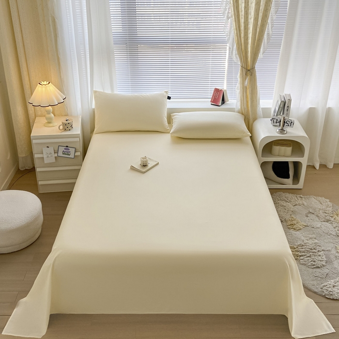 91家纺网 家纺一手货源 找家纺 涵宸家纺 2026新款全棉纯色单床单-米兰 床单-奶白