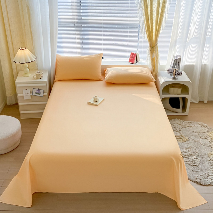 91家纺网 家纺一手货源 找家纺 涵宸家纺 2026新款全棉纯色单床单-米兰 床单-浅黄