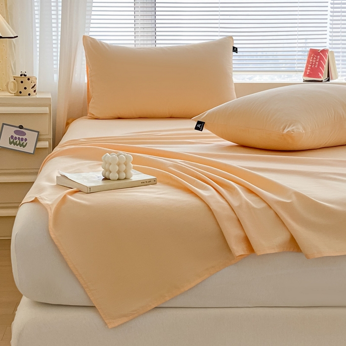 91家纺网 家纺一手货源 找家纺 涵宸家纺 2026新款全棉纯色单床单-米兰 床单-浅黄