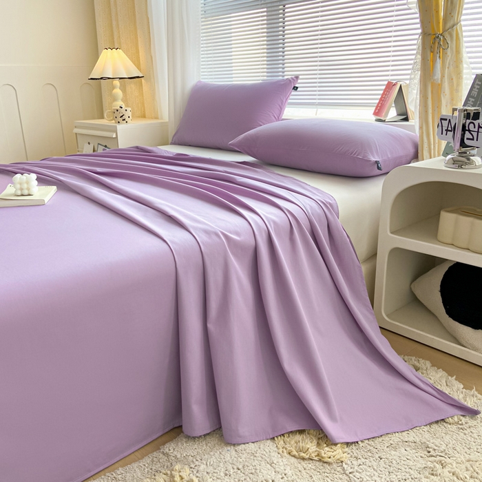涵宸家纺 2026新款全棉纯色单床单-米兰 床单-青紫