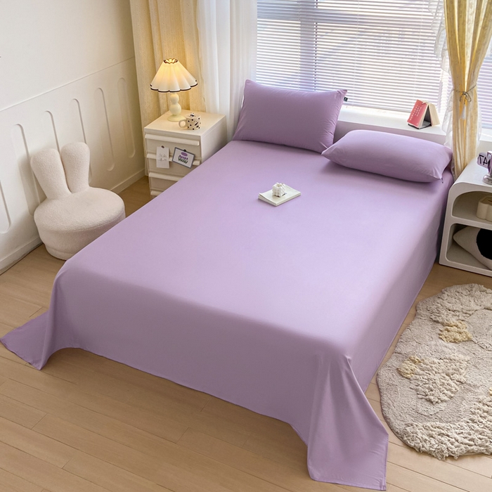 91家纺网 家纺一手货源 找家纺 涵宸家纺 2026新款全棉纯色单床单-米兰 床单-青紫