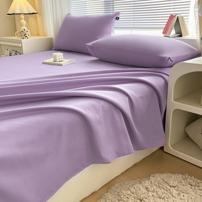 91家纺网 家纺一手货源 找家纺 涵宸家纺 2026新款全棉纯色单床单-米兰 床单-青紫