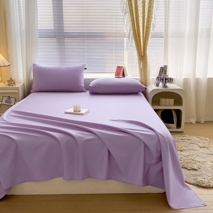 91家纺网 家纺一手货源 找家纺 涵宸家纺 2026新款全棉纯色单床单-米兰 床单-青紫