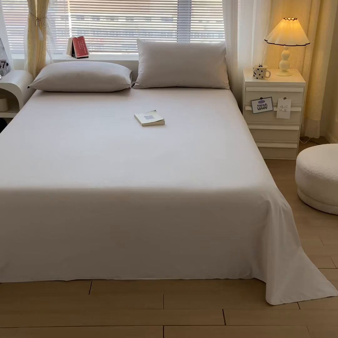 91家纺网 家纺一手货源 找家纺 涵宸家纺 2026新款全棉纯色单床单-米兰 床单-土灰