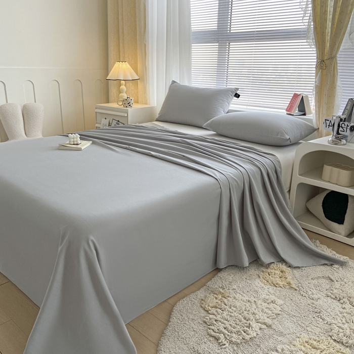 91家纺网 家纺一手货源 找家纺 涵宸家纺 2026新款全棉纯色单床单-米兰 床单-梧桐灰