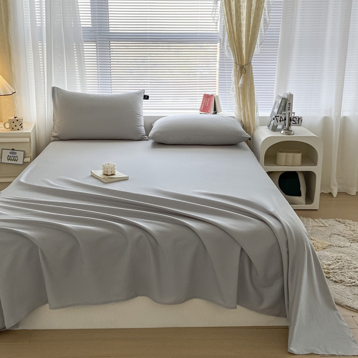91家纺网 家纺一手货源 找家纺 涵宸家纺 2026新款全棉纯色单床单-米兰 床单-梧桐灰