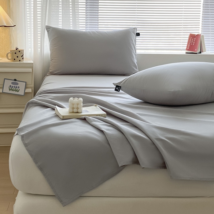 91家纺网 家纺一手货源 找家纺 涵宸家纺 2026新款全棉纯色单床单-米兰 床单-梧桐灰