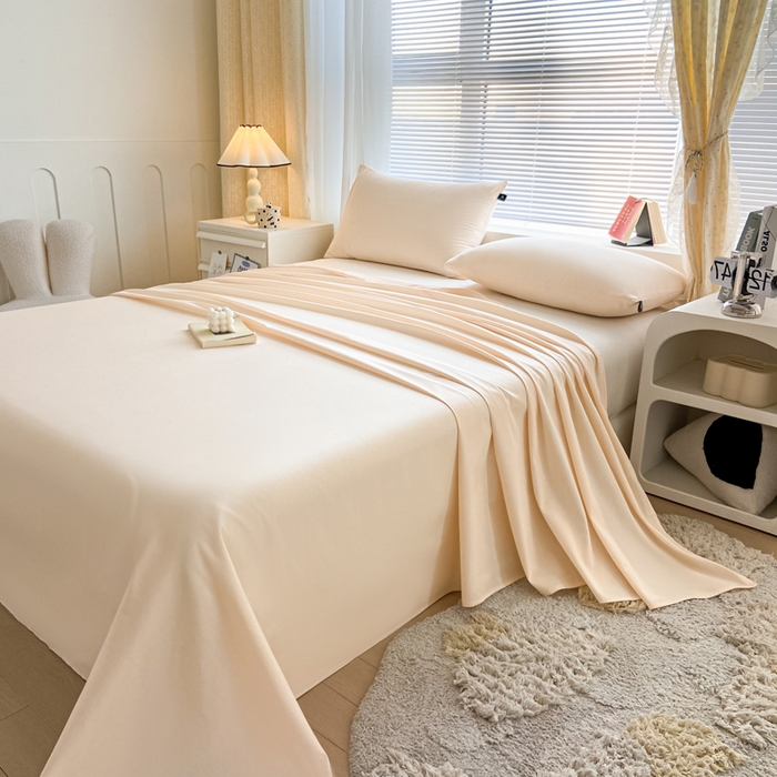 91家纺网 家纺一手货源 找家纺 涵宸家纺 2026新款全棉纯色单床单-米兰 床单-香槟金