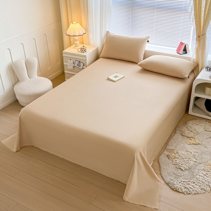 91家纺网 家纺一手货源 找家纺 涵宸家纺 2026新款全棉纯色单床单-米兰 床单-杏色