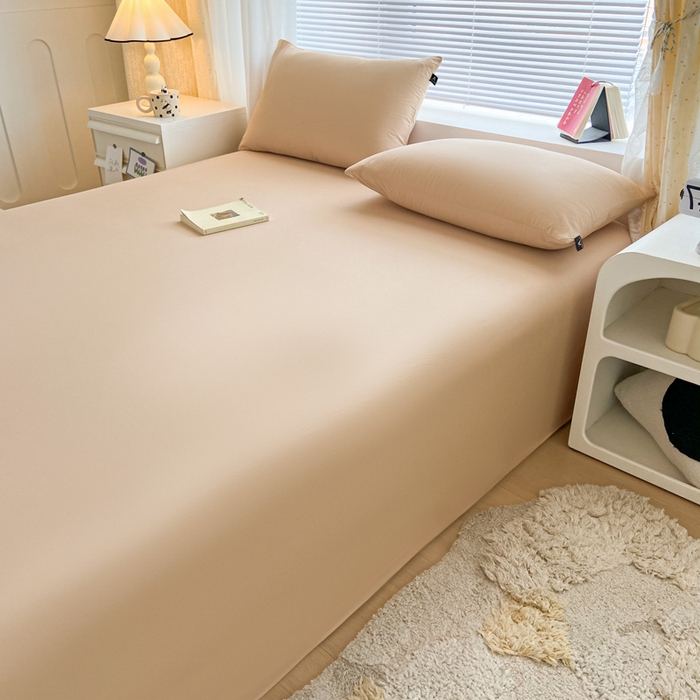 91家纺网 家纺一手货源 找家纺 涵宸家纺 2026新款全棉纯色单床单-米兰 床单-杏色