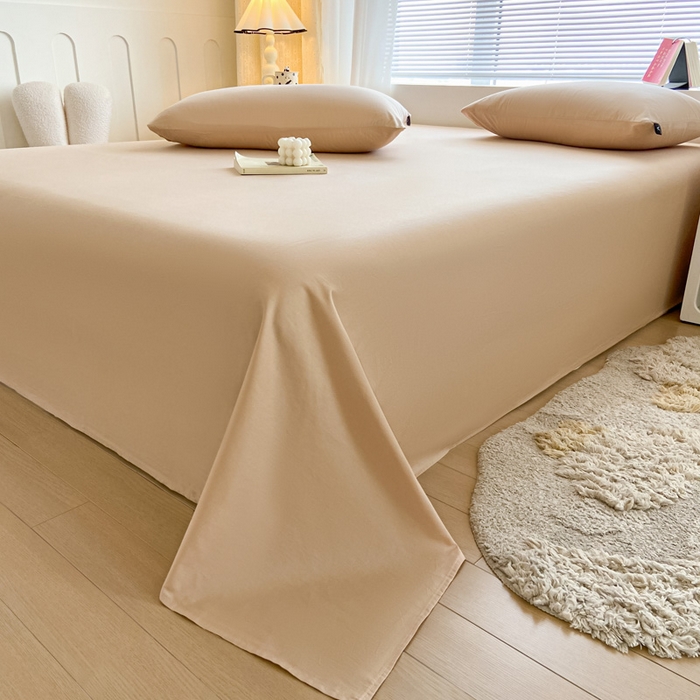 91家纺网 家纺一手货源 找家纺 涵宸家纺 2026新款全棉纯色单床单-米兰 床单-杏色