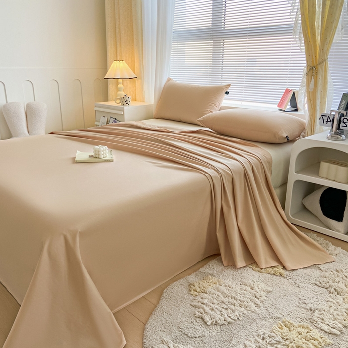 91家纺网 家纺一手货源 找家纺 涵宸家纺 2026新款全棉纯色单床单-米兰 床单-杏色