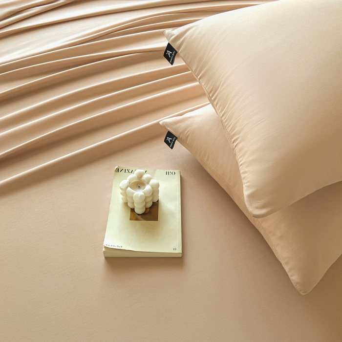 91家纺网 家纺一手货源 找家纺 涵宸家纺 2026新款全棉纯色单床单-米兰 床单-杏色