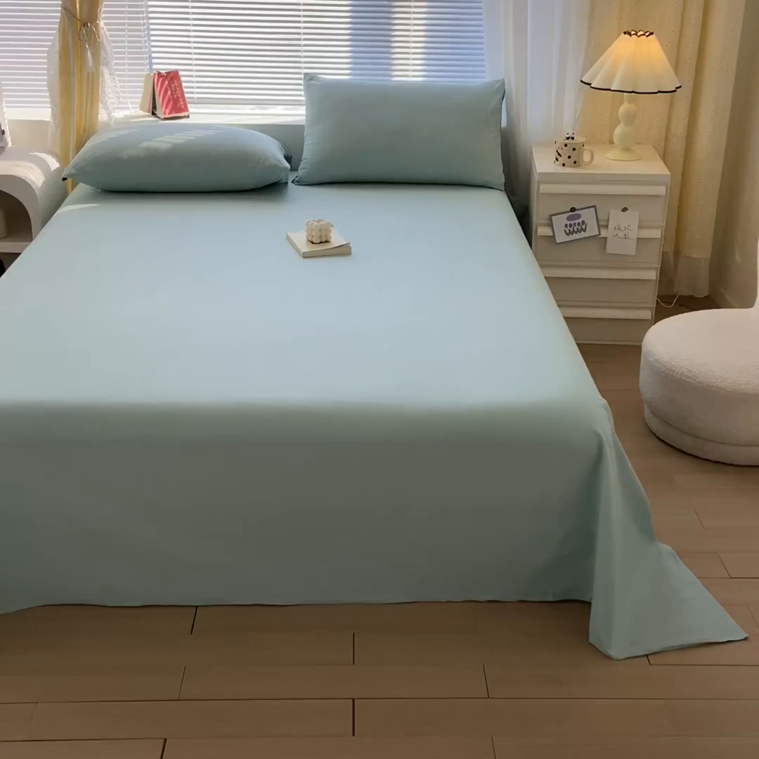 91家纺网 家纺一手货源 找家纺 涵宸家纺 2026新款全棉纯色单床单-米兰 床单-幸运兰