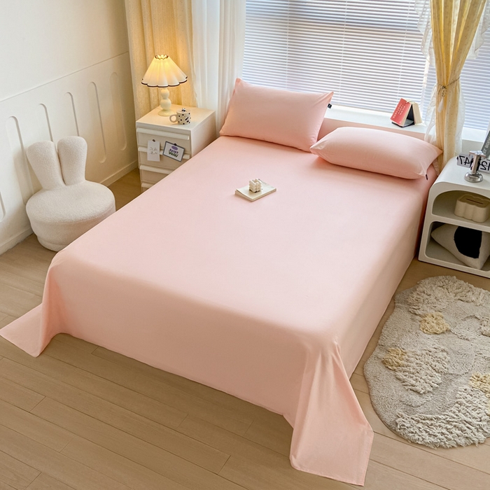 91家纺网 家纺一手货源 找家纺 涵宸家纺 2026新款全棉纯色单床单-米兰 床单-烟粉