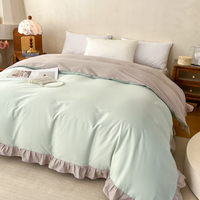 91家纺网 家纺一手货源 找家纺 （总）2025新款A类纯色双拼长绒棉纯棉刺绣四件套