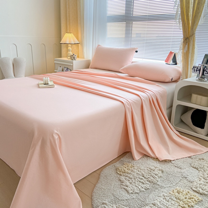 91家纺网 家纺一手货源 找家纺 涵宸家纺 2026新款全棉纯色单床单-米兰 床单-烟粉