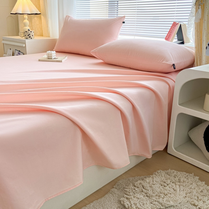 91家纺网 家纺一手货源 找家纺 涵宸家纺 2026新款全棉纯色单床单-米兰 床单-烟粉