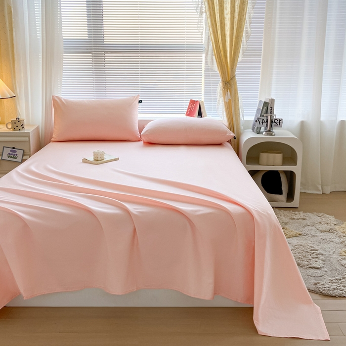 91家纺网 家纺一手货源 找家纺 涵宸家纺 2026新款全棉纯色单床单-米兰 床单-烟粉