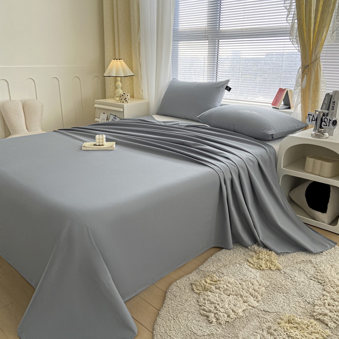 91家纺网 家纺一手货源 找家纺 涵宸家纺 2026新款全棉纯色单床单-米兰 床单-银灰