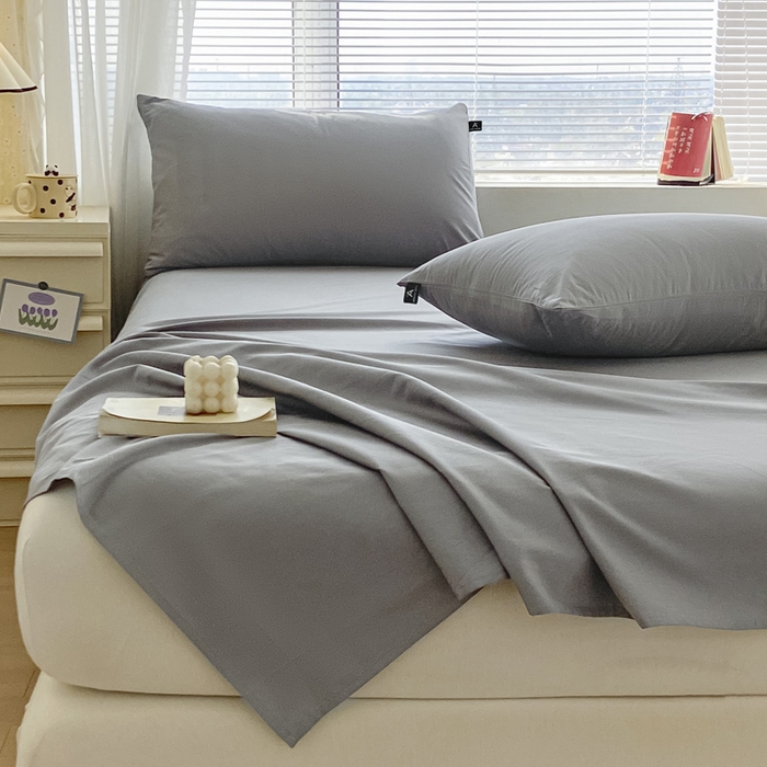 91家纺网 家纺一手货源 找家纺 涵宸家纺 2026新款全棉纯色单床单-米兰 床单-银灰