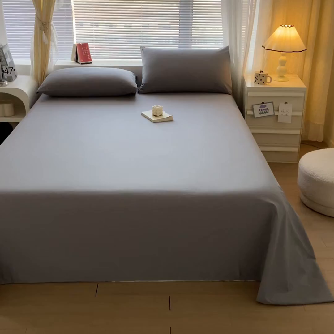 91家纺网 家纺一手货源 找家纺 涵宸家纺 2026新款全棉纯色单床单-米兰 床单-银灰