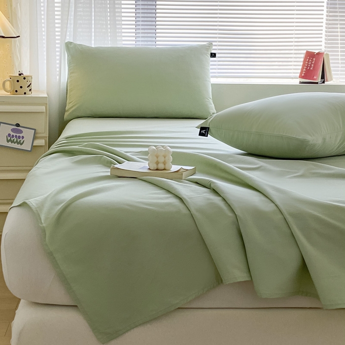 91家纺网 家纺一手货源 找家纺 涵宸家纺 2026新款全棉纯色单床单-米兰 床单-月光绿