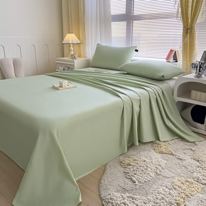 91家纺网 家纺一手货源 找家纺 涵宸家纺 2026新款全棉纯色单床单-米兰 床单-月光绿