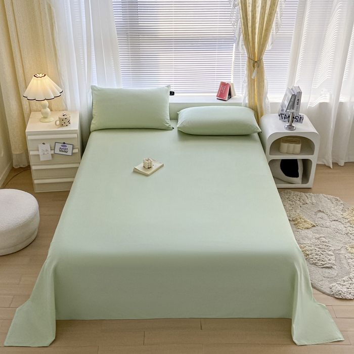 91家纺网 家纺一手货源 找家纺 涵宸家纺 2026新款全棉纯色单床单-米兰 床单-月光绿