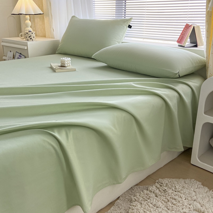 91家纺网 家纺一手货源 找家纺 涵宸家纺 2026新款全棉纯色单床单-米兰 床单-月光绿