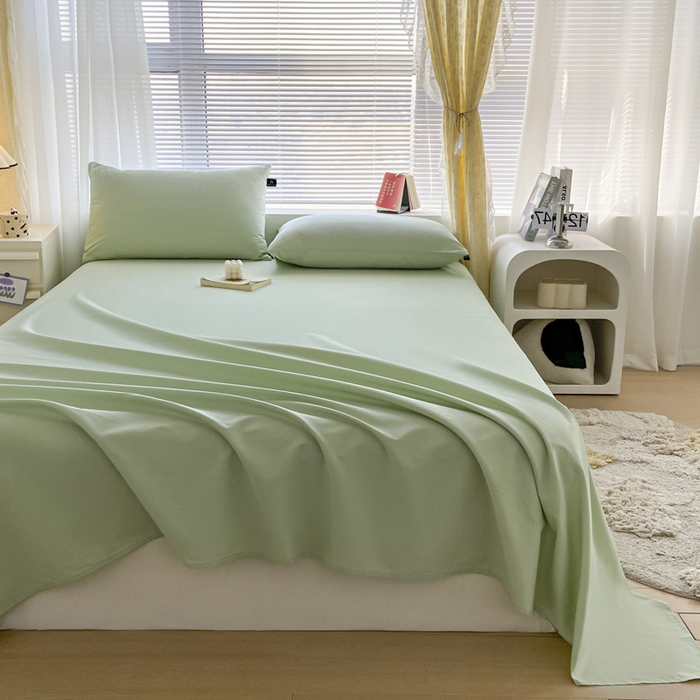 91家纺网 家纺一手货源 找家纺 涵宸家纺 2026新款全棉纯色单床单-米兰 床单-月光绿