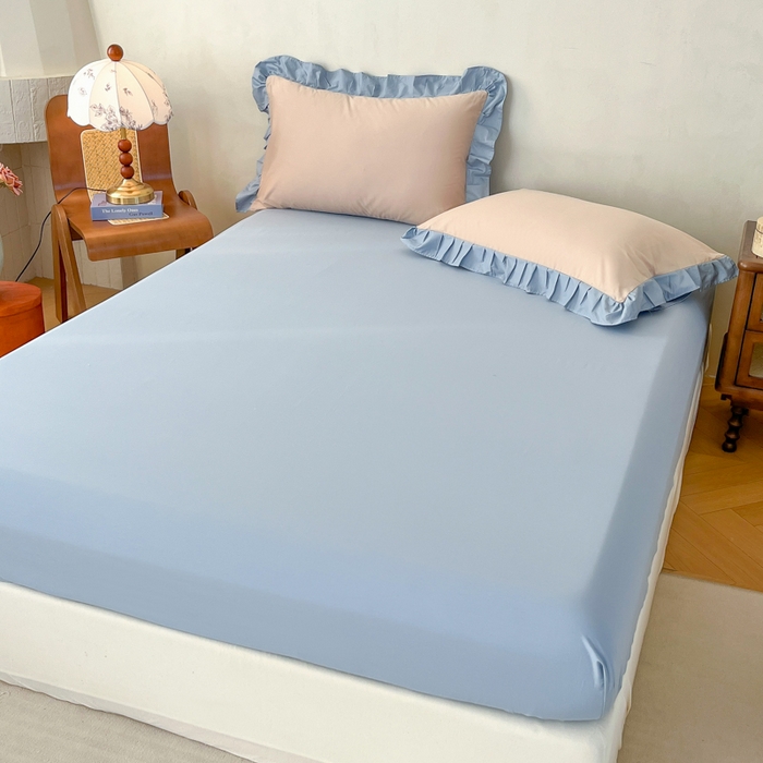 91家纺网 家纺一手货源 找家纺 （总）艾迪尚家纺 2026法式韩版荷叶边纯色长绒棉纯棉单床笠单品床笠床笠单件